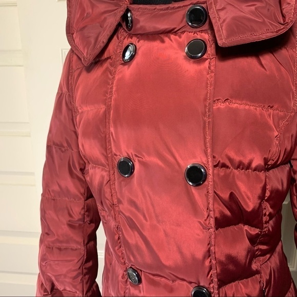 𝅺soia & Kyo Jasmine Down Coat Red Hooded Tombs Hole Puffer Zip Jacket XS - Picture 5 of 14